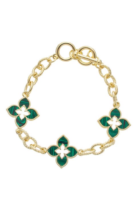 Mother of Pearl Quatrefoil Link Bracelet