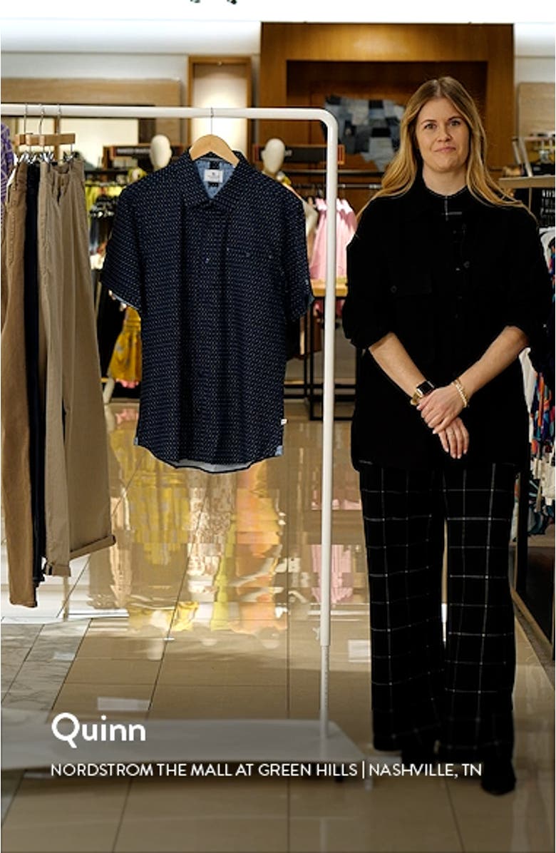 Liberty Geo Print Performance Short Sleeve Button-Up Shirt, sales video thumbnail