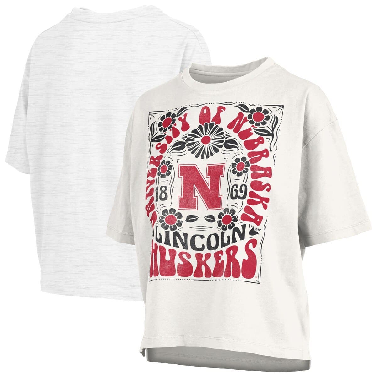Women's Pressbox White Nebraska Huskers Harmony Oversized T-Shirt
