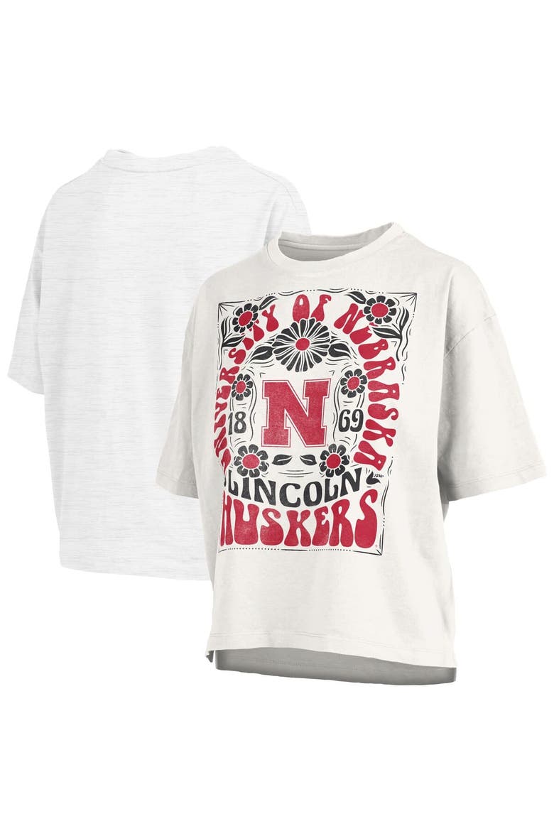 Women's Pressbox White Nebraska Huskers Harmony Oversized T-Shirt, Main, color, White