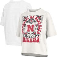 PRESSBOX Women's Pressbox White Nebraska Huskers Harmony Oversized T-Shirt