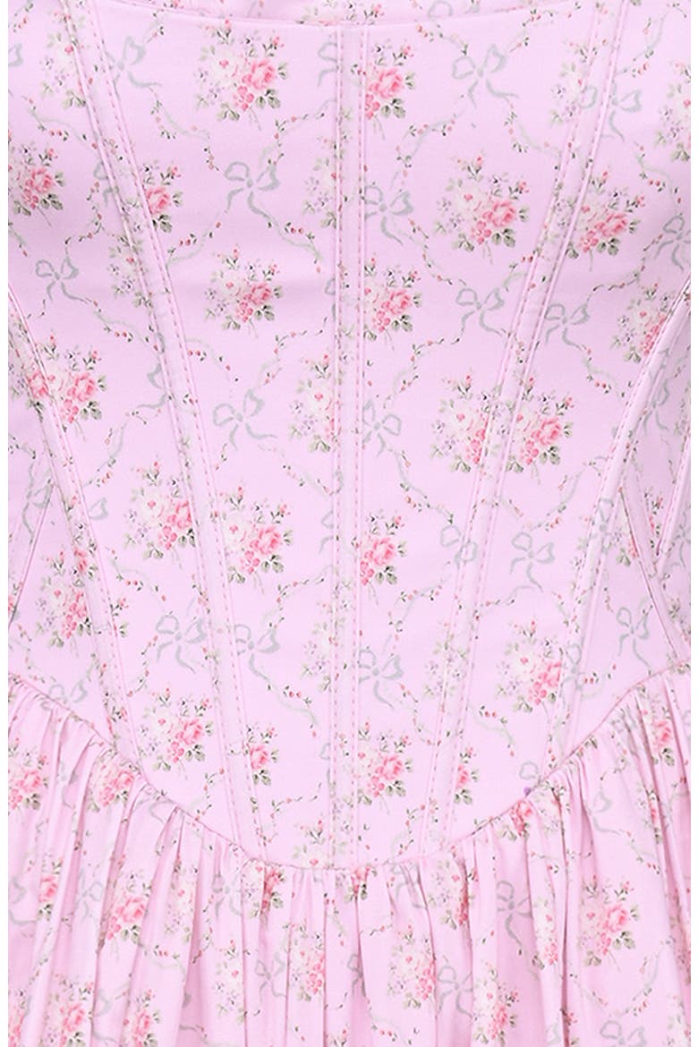 Amara Floral Print Midi Dress, Alternate, color, ROSE PINK