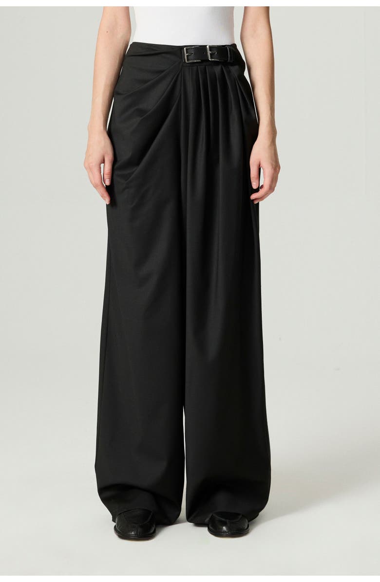 Nocturne Double-Buckle High-Waist Pants, Main, color, Black