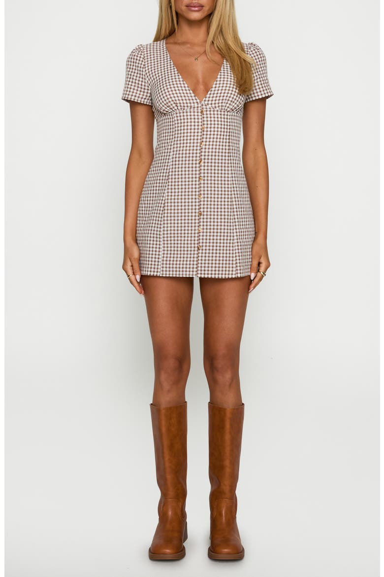 Loveliness Check Playsuit, Main, color, BROWN CHECK