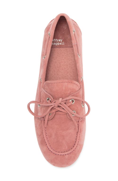 Jeffrey Campbell Boast Boat Shoe In Dusty Pink Suede Brush