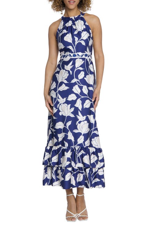 High Neck Ruffle Maxi Dress