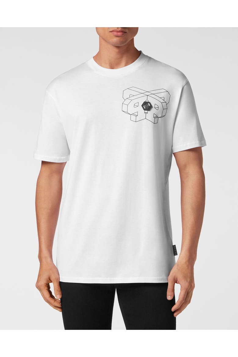 T-Shirt Round Neck Ss Wire Frame Men, Main, color, white