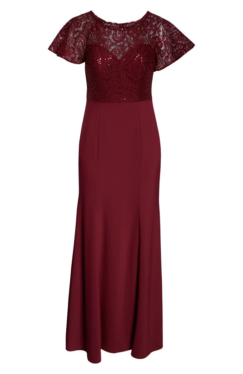 Jenny Packham Embellished Lace Trumpet Gown, Alternate, color, 
