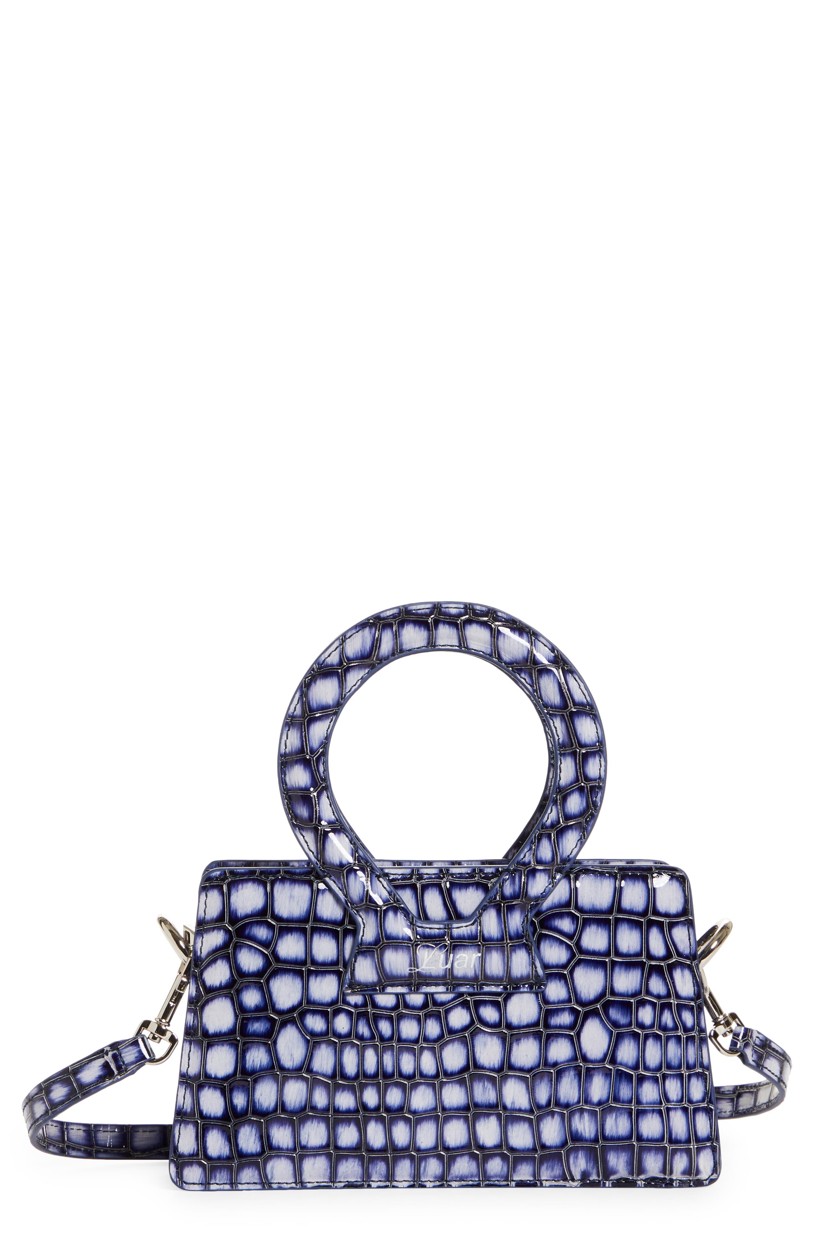Luar Ana Mini Croc Embossed Leather Top Handle Bag, Main, color, 
