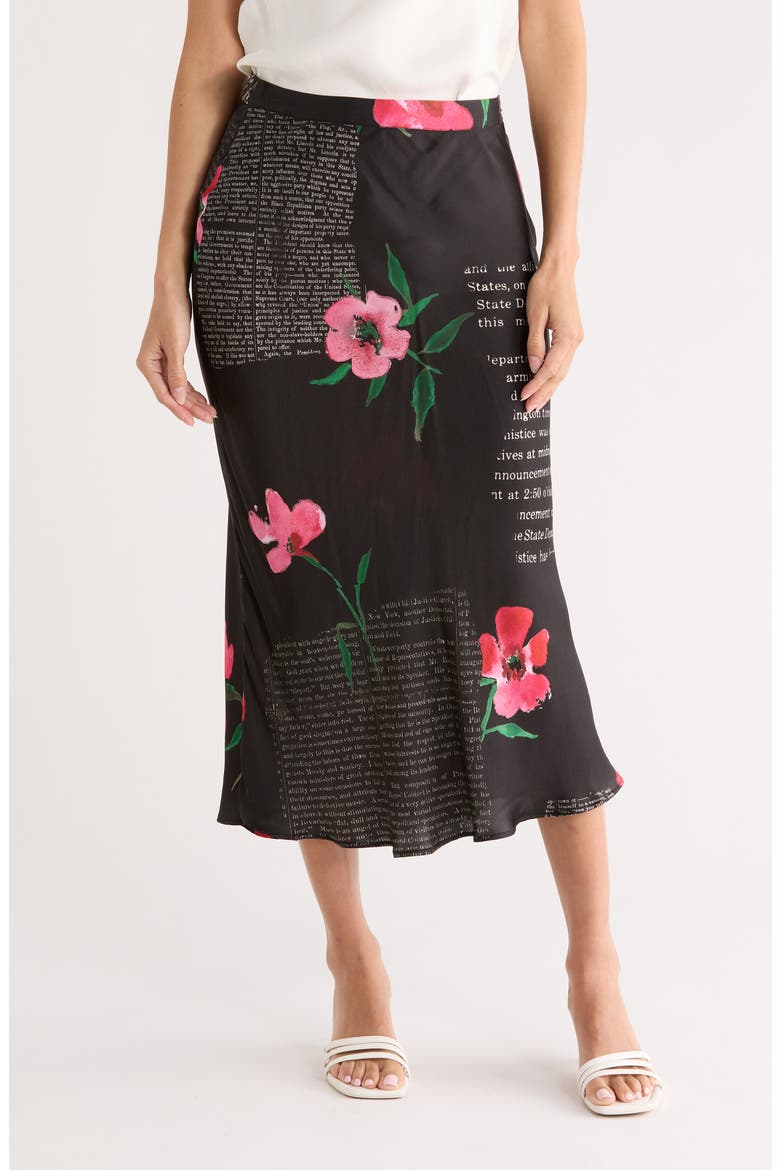 Floral Woven Maxi Skirt, Main, color, BLACK
