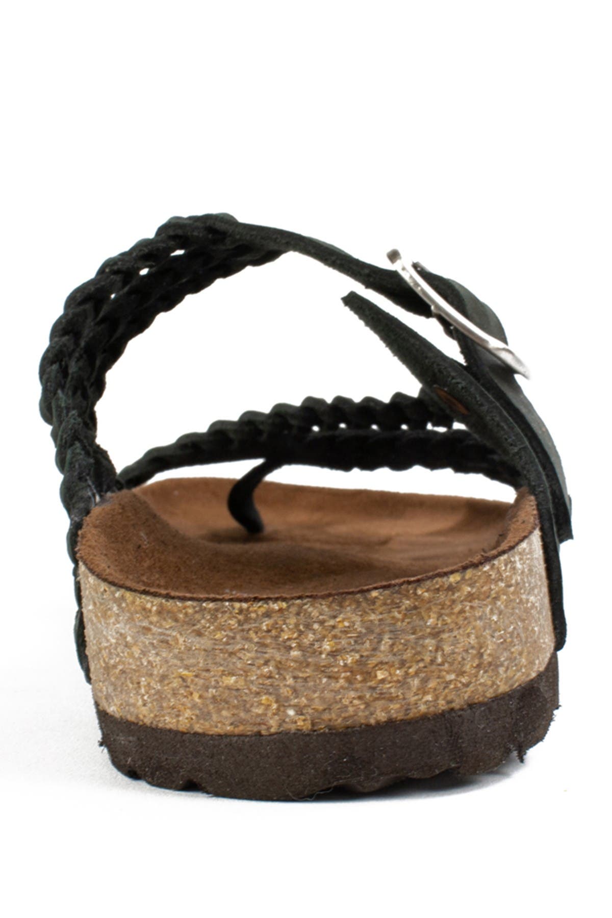 White Mountain Footwear Hayleigh Braided Leather Footbed Sandal, Alternate, color, Black/Nubuck