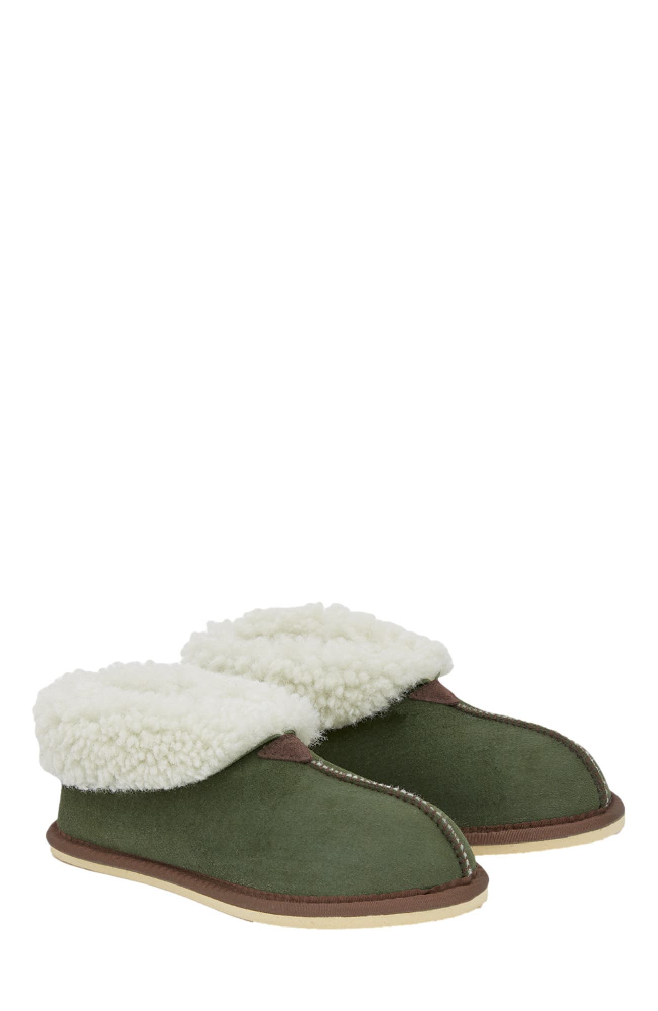 Celtic & Co. Ladies' Shearling Bootee Slippers, Alternate, color, Moss