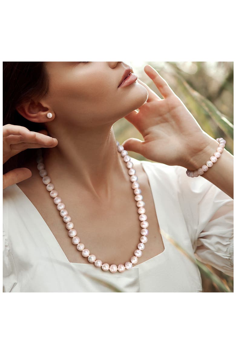 Cultured Freshwater Pearl Necklace, Earrings & Bracelet Set, Alternate, color, WHITE