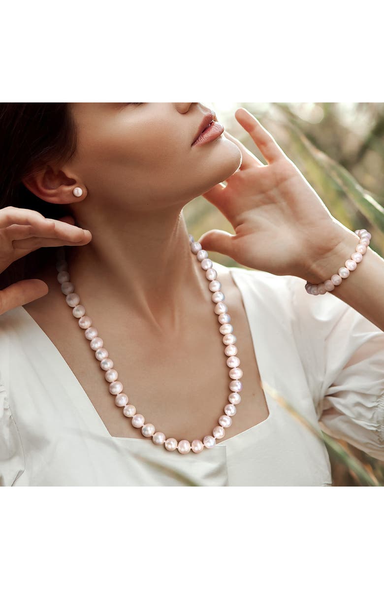 DELMAR Cultured Freshwater Pearl Necklace, Earrings & Bracelet Set, Alternate, color, White