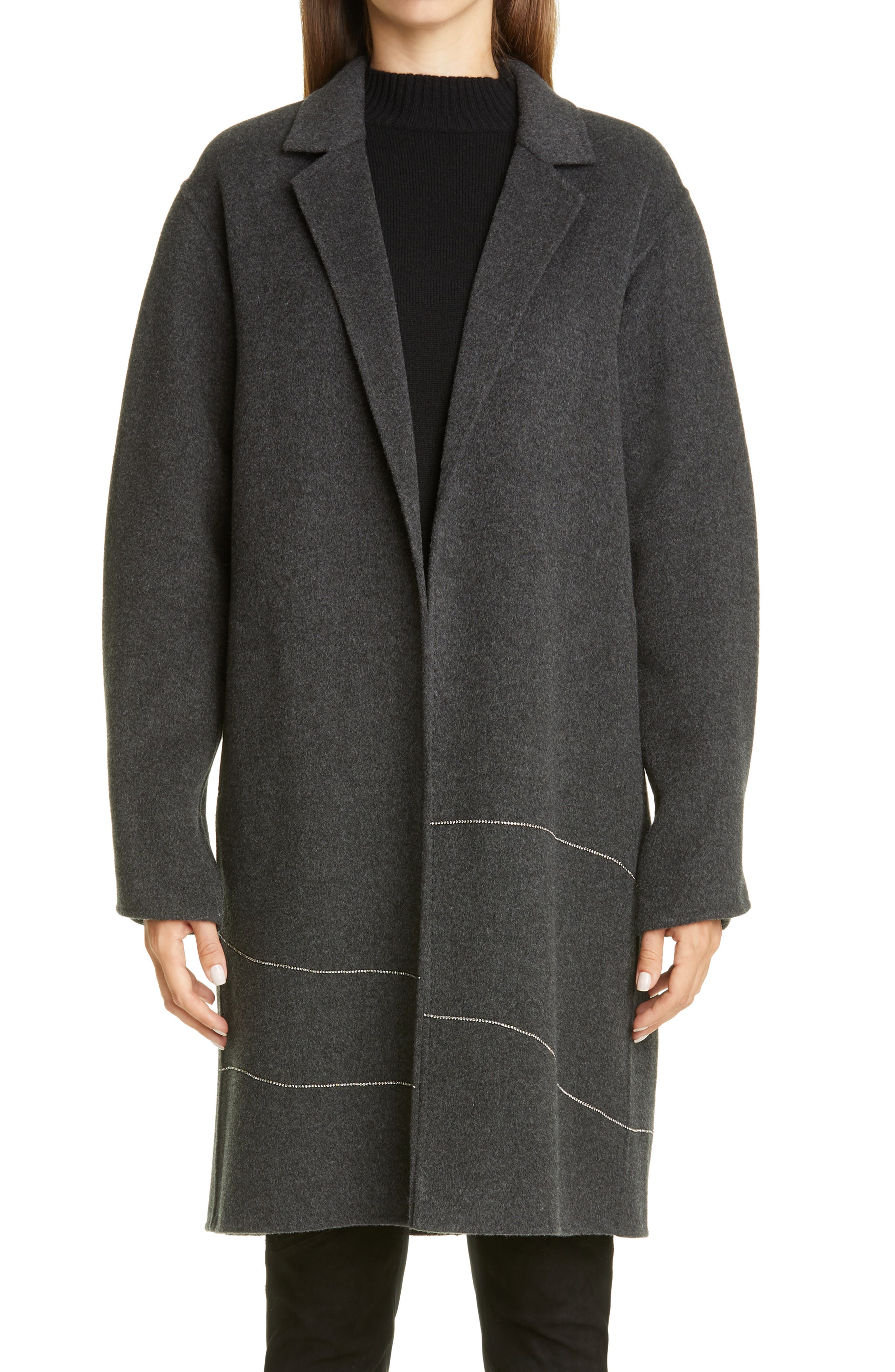 Lafayette 148 New York Crawley Embellished Cashmere Coat