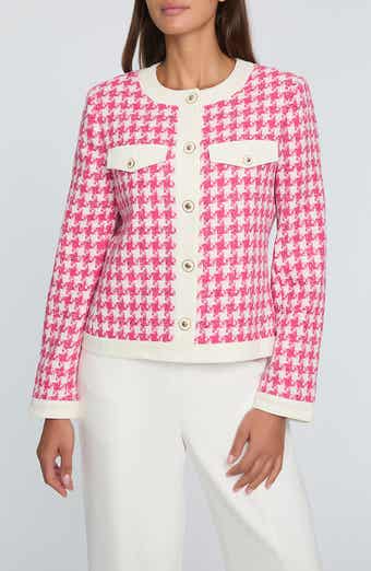 Elie Tahari The Farley Houndstooth Check Cotton Tweed Jacket