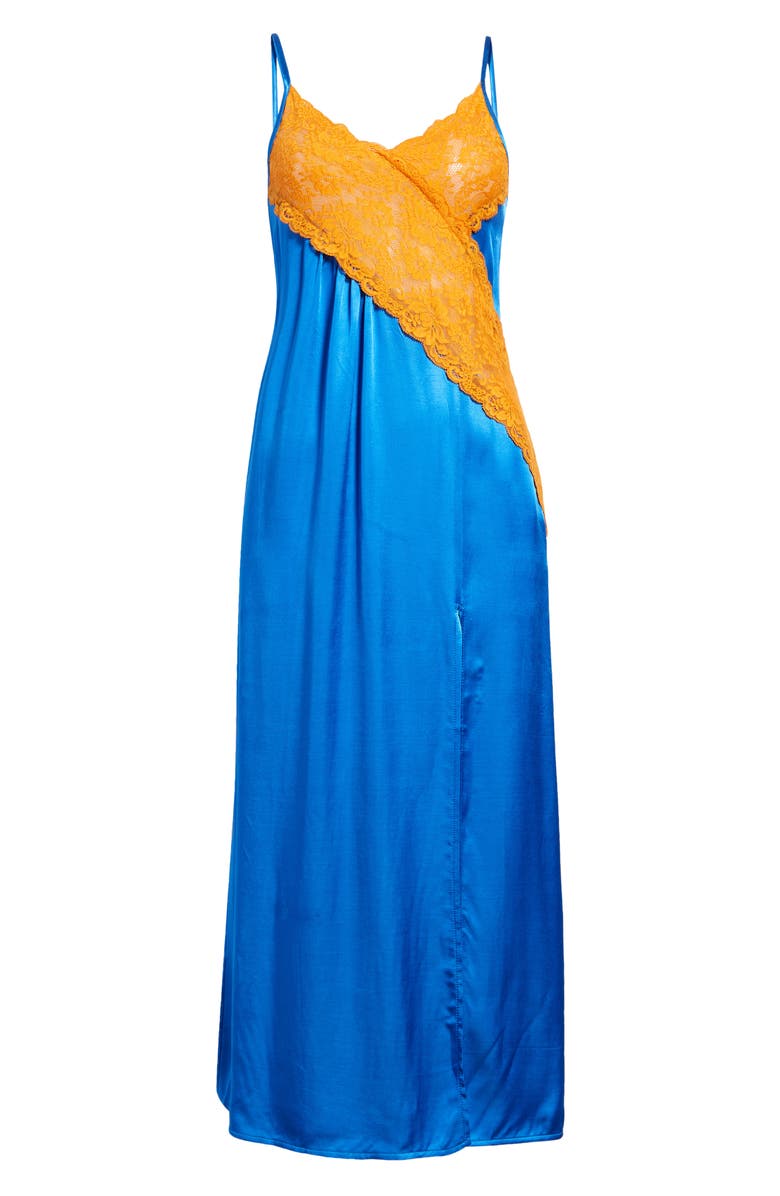 Topshop Contrast Lace Maxi Slipdress, Alternate, color, 