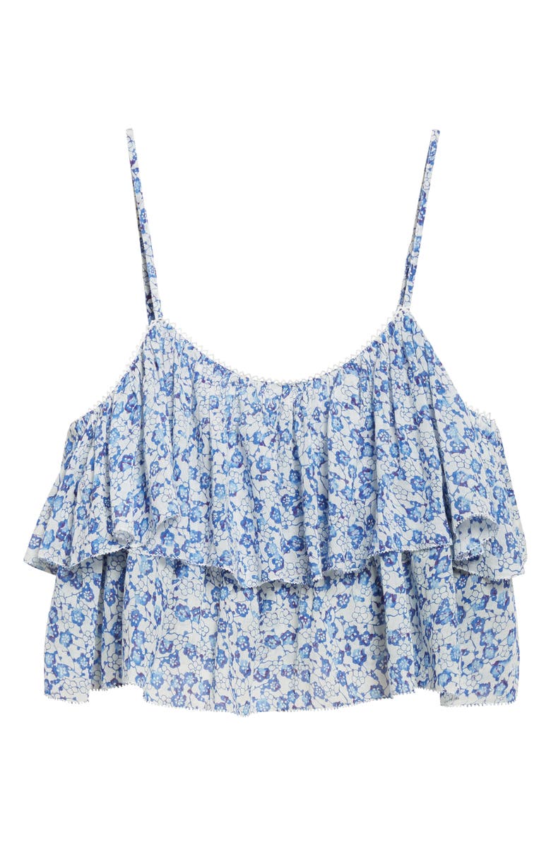 Isabel Marant Étoile Erisa Floral Ruffle Crop Top, Alternate, color, Blue