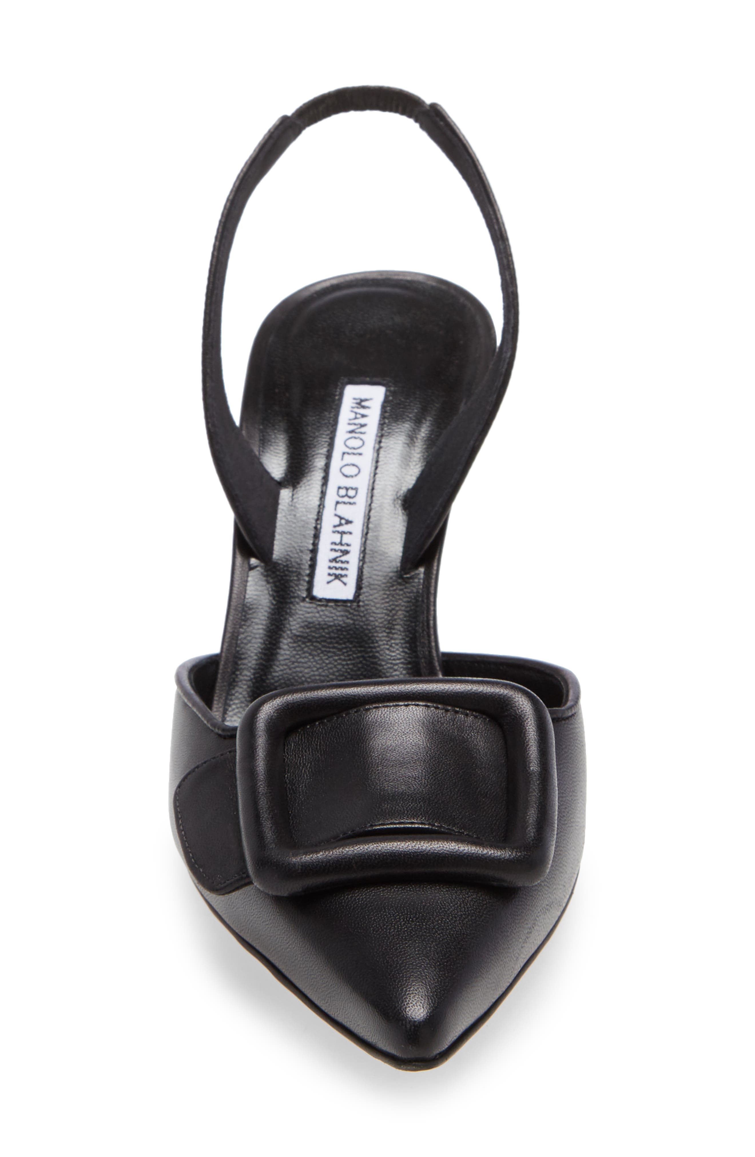 Manolo Blahnik Maysli Buckle Slingback Pointed Toe Pump, Alternate, color, Black