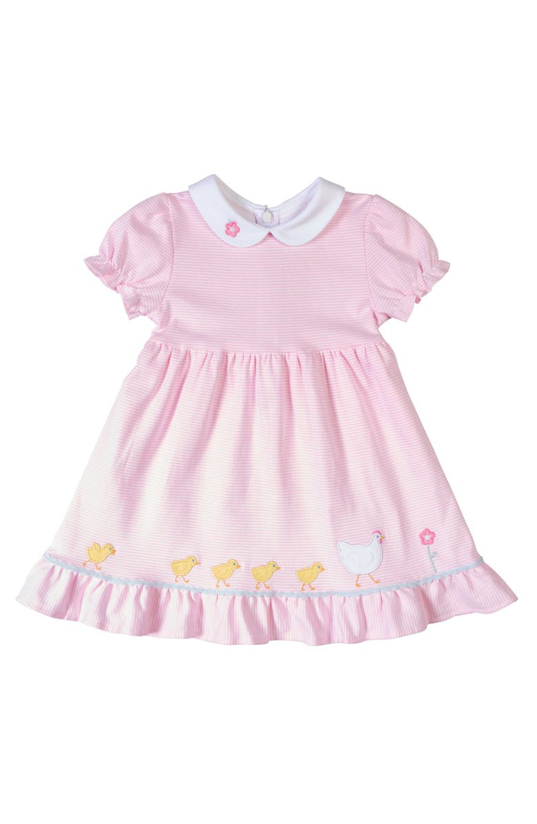 Florence Eiseman Stripe Knit Dress With Flowers, Hen & Chicks, Main, color, Pink/White