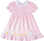Florence Eiseman Stripe Knit Dress With Flowers, Hen & Chicks