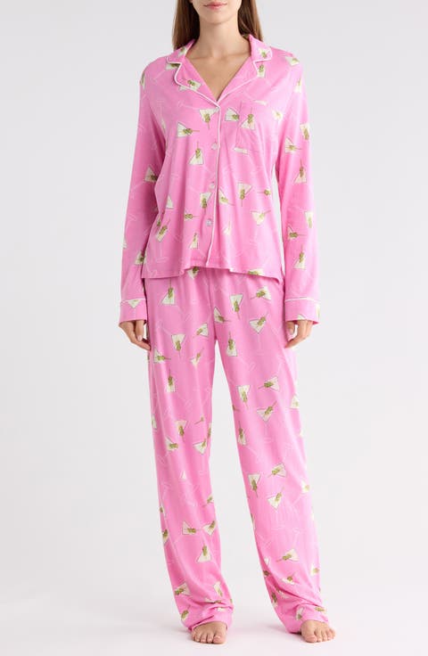 Print Notch Collar Pajamas