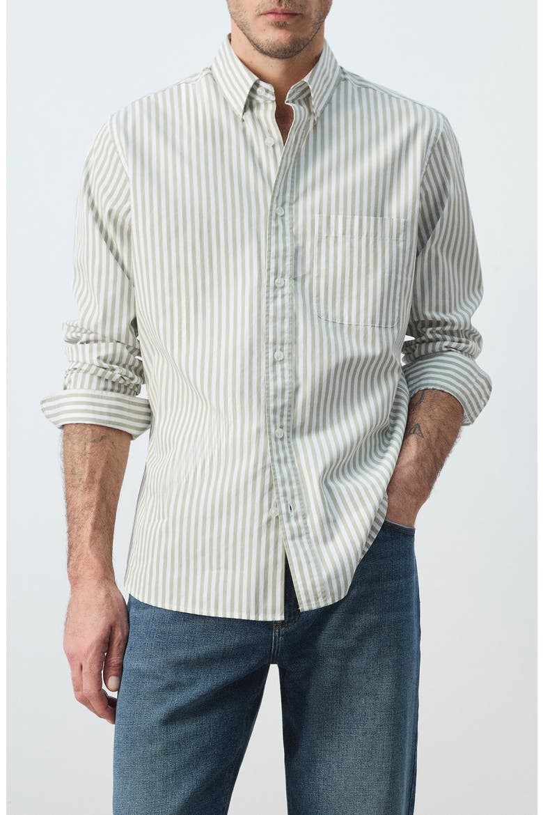 Regular Fit Stripe Button-Up Shirt, Main, color, PASTEL GREEN