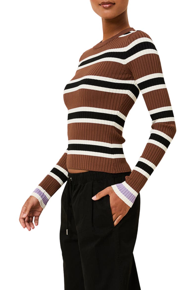 The Dora Rib Stripe Top, Alternate, color, COCONUT STRIPE