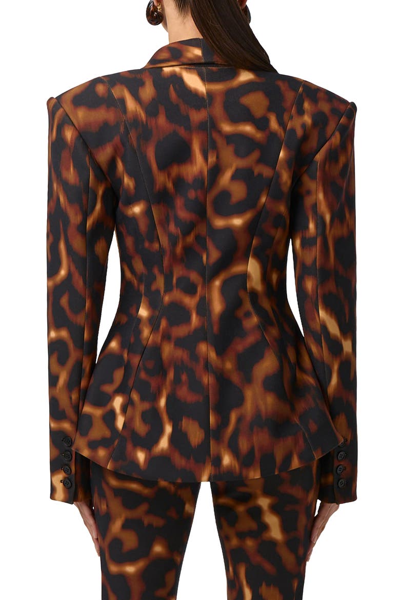 Animal Print Ponte Blazer, Alternate, color, TORTOISE