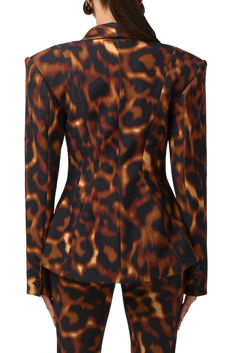 Naked Wardrobe Animal Print Ponte Blazer, Alternate, color, Tortoise
