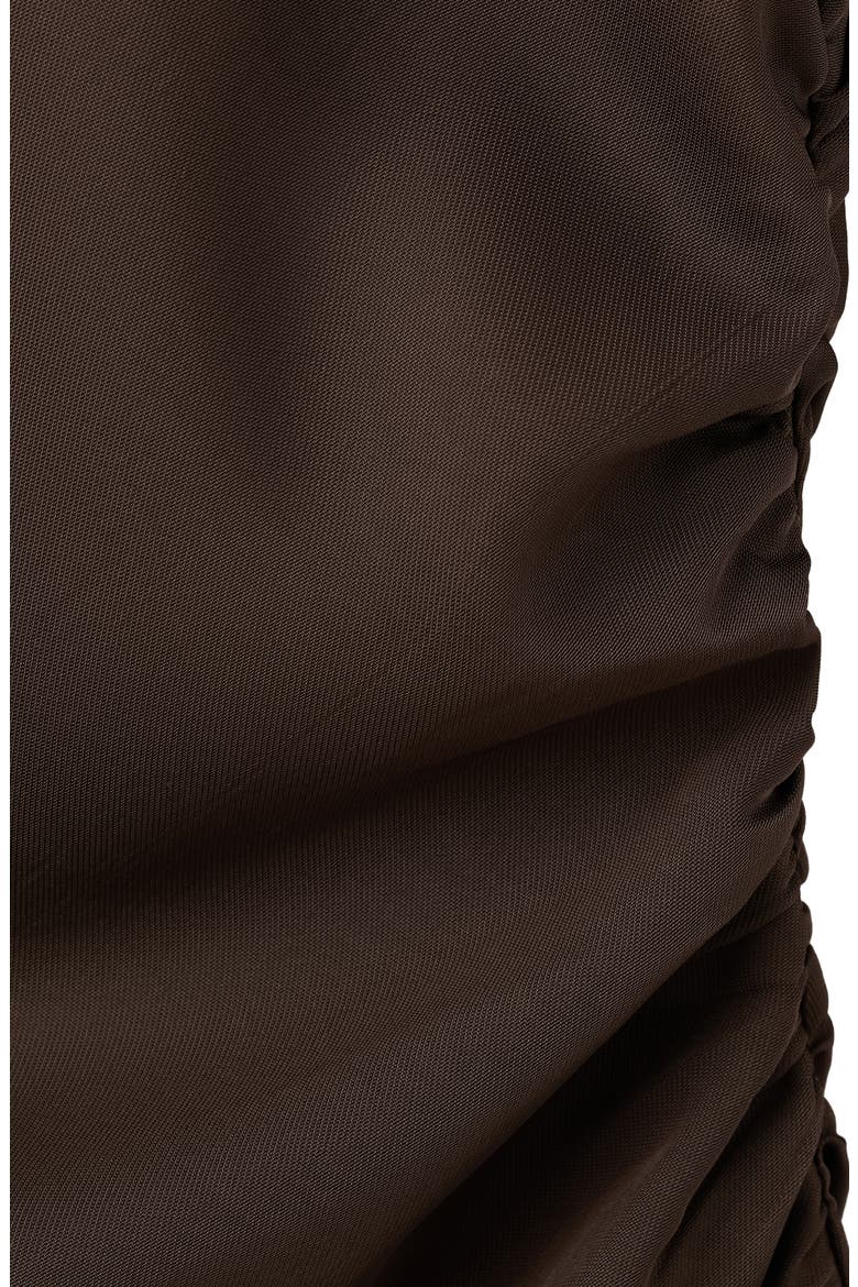 Side Ruched Asymmetric Dress, Alternate, color, BROWN