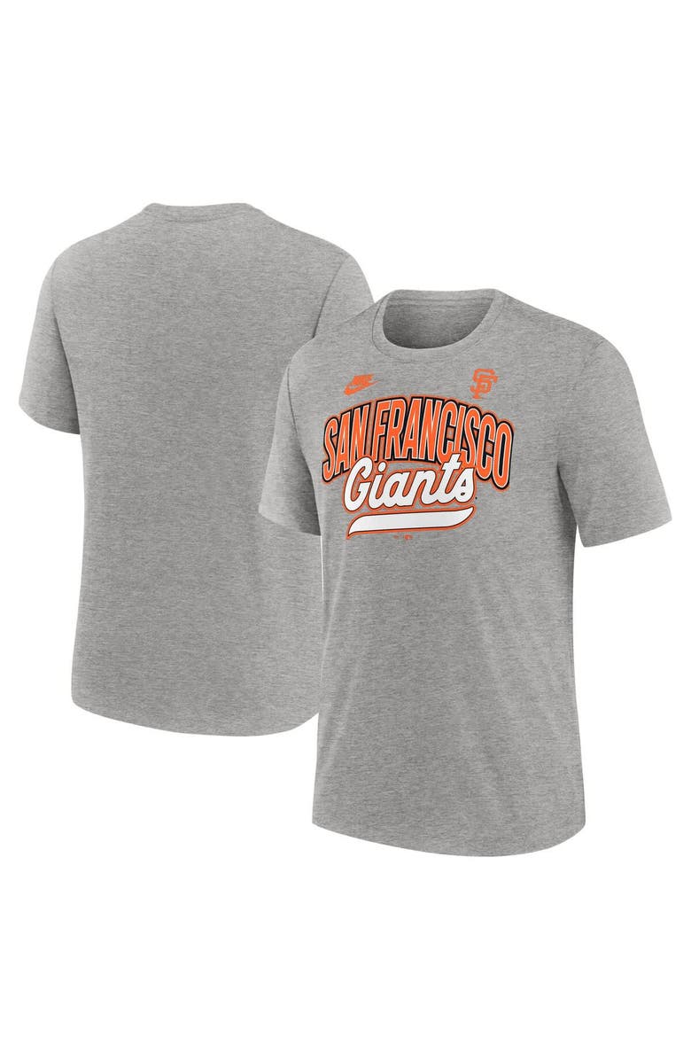 Nike Men's Nike Heather Gray San Francisco Giants Cooperstown Collection Retro Tri-Blend T-Shirt, Alternate, color, Heather Gray