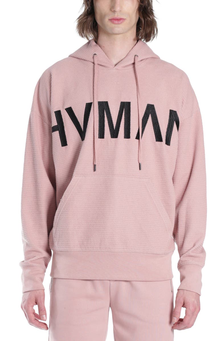 HVMAN Waffle Knt Logo Hoodie, Main, color, Dusty Pink Waffle Knit