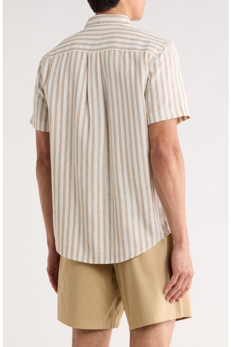 Short Sleeve Linen Blend Shirt, Alternate, color, TAN ARTHUR STRIPE