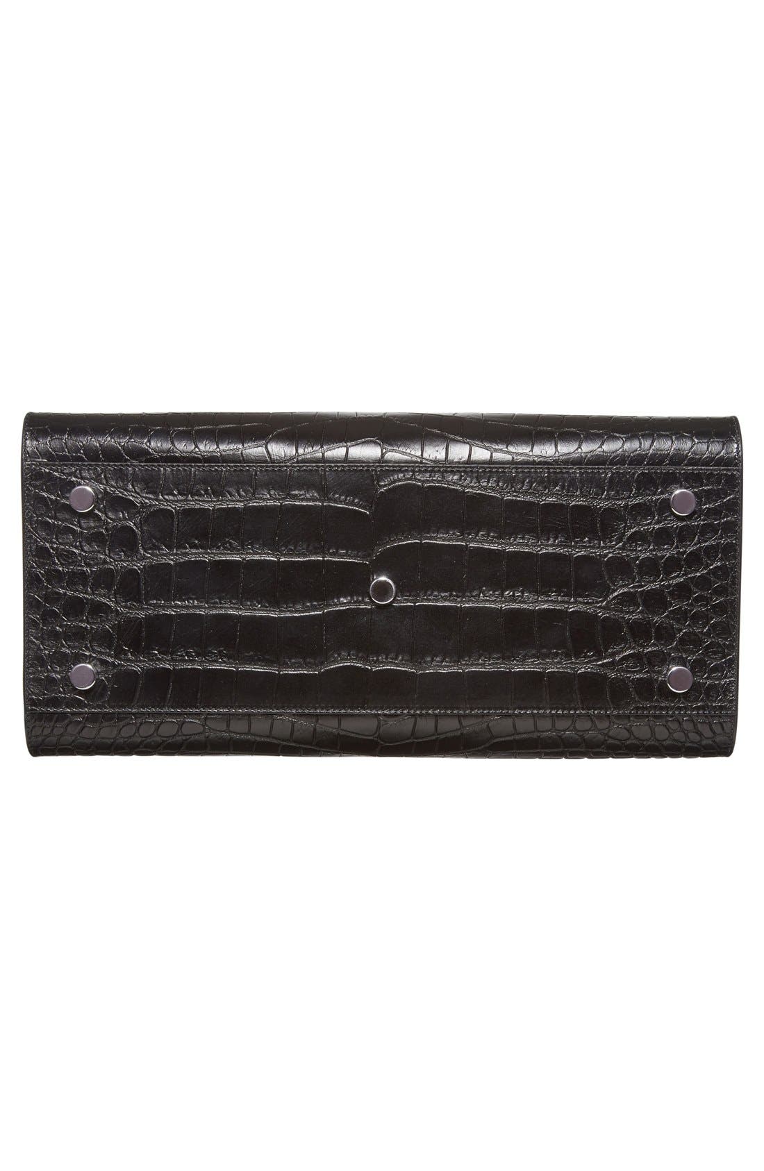 'Small Sac de Jour' Croc Embossed Leather Tote, Alternate, color, NOIR