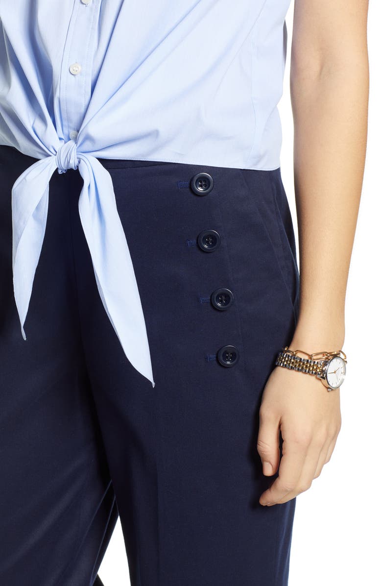 1901 Tie Front Button Down Poplin Shirt, Alternate, color, 