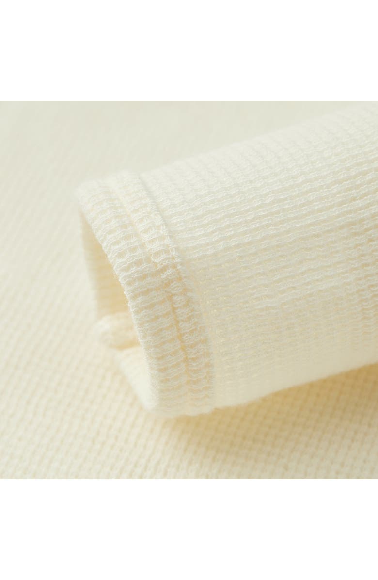 Milkbarn Waffle Zipper Footed Romper, Alternate, color, Cream