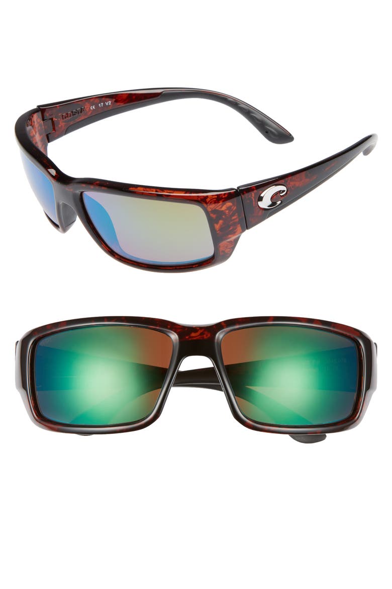 Fantail 60mm Polarized Sunglasses, Main, color, TORTOISE/ GREEN MIRROR