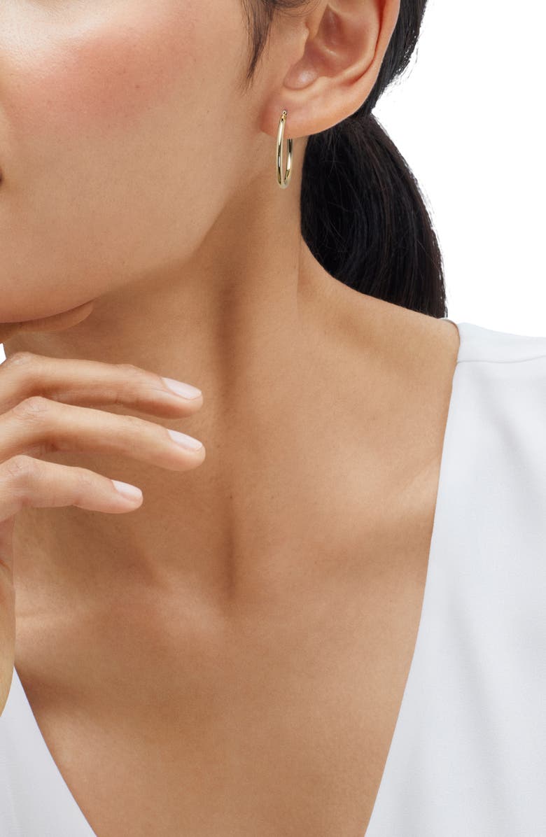 Frankie & Zoe 10K Yellow Gold Oval Tube Hoop Earrings, Alternate, color, Yellow Gold