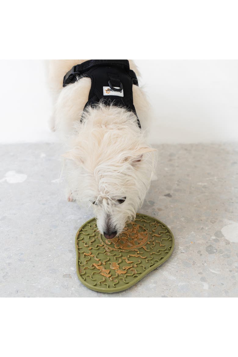Enrichment Lick Mat, Grooved Dog Feeding Pad, Alternate, color, Green