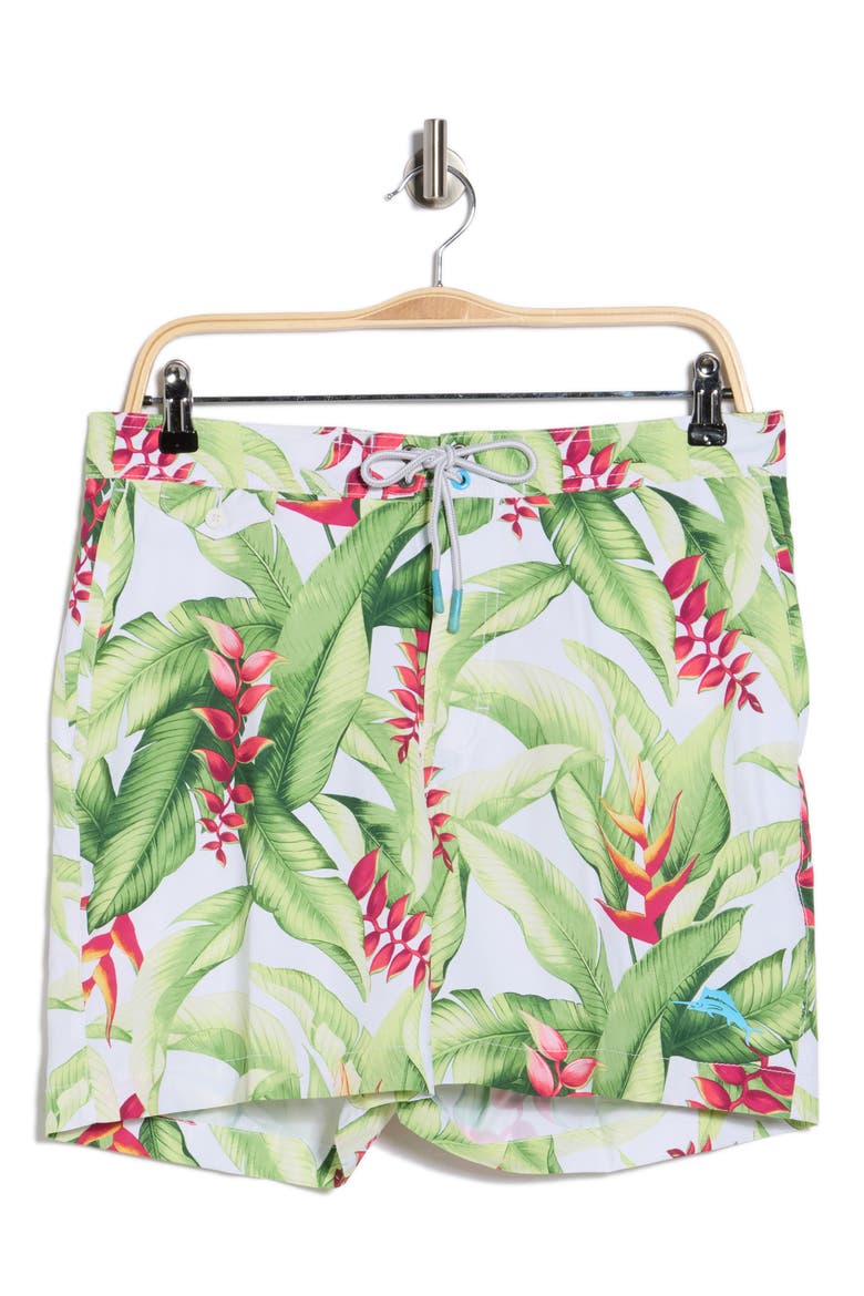 Rialto Calypso Fronds Swim Trunks, Alternate, color, WHITE