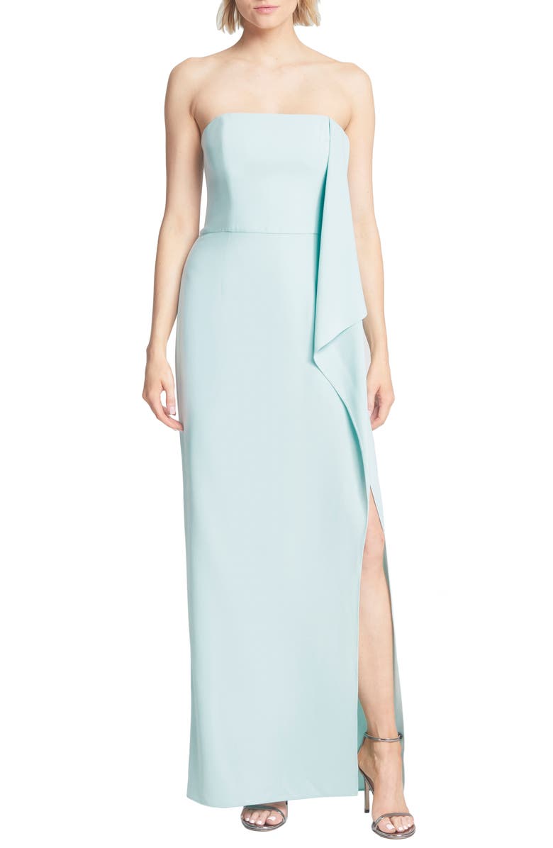HALSTON Heritage Strapless Draped Crepe Gown, Main, color,