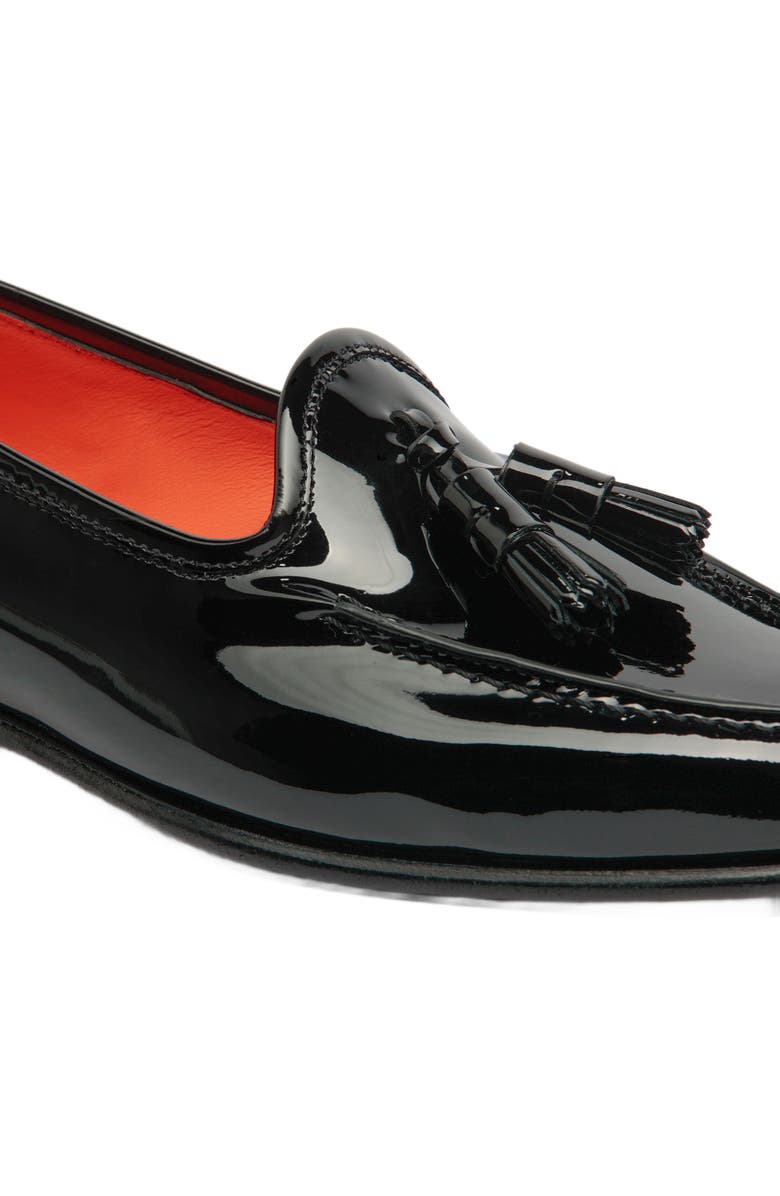 Santoni Women's Andrea Black Patent Tassel Loafer, Alternate, color, Black