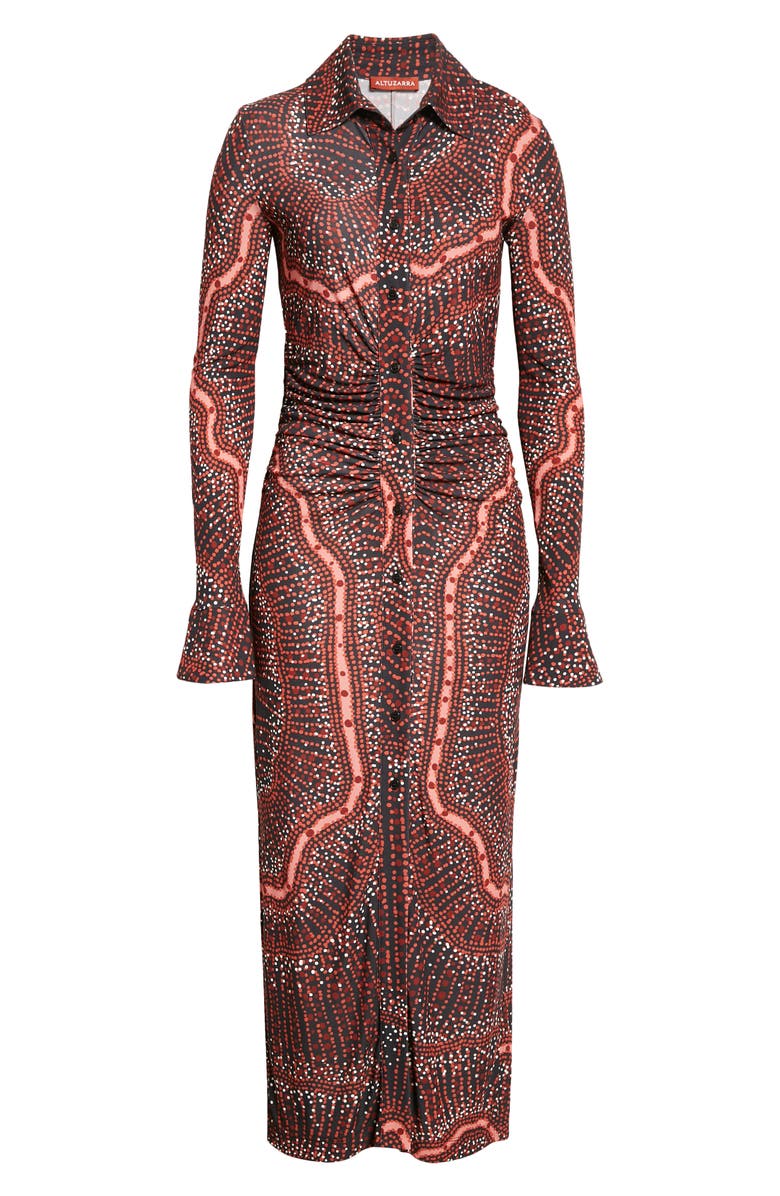 Altuzarra Claudia Dot Print Long Sleeve Jersey Midi Dress, Alternate, color, 