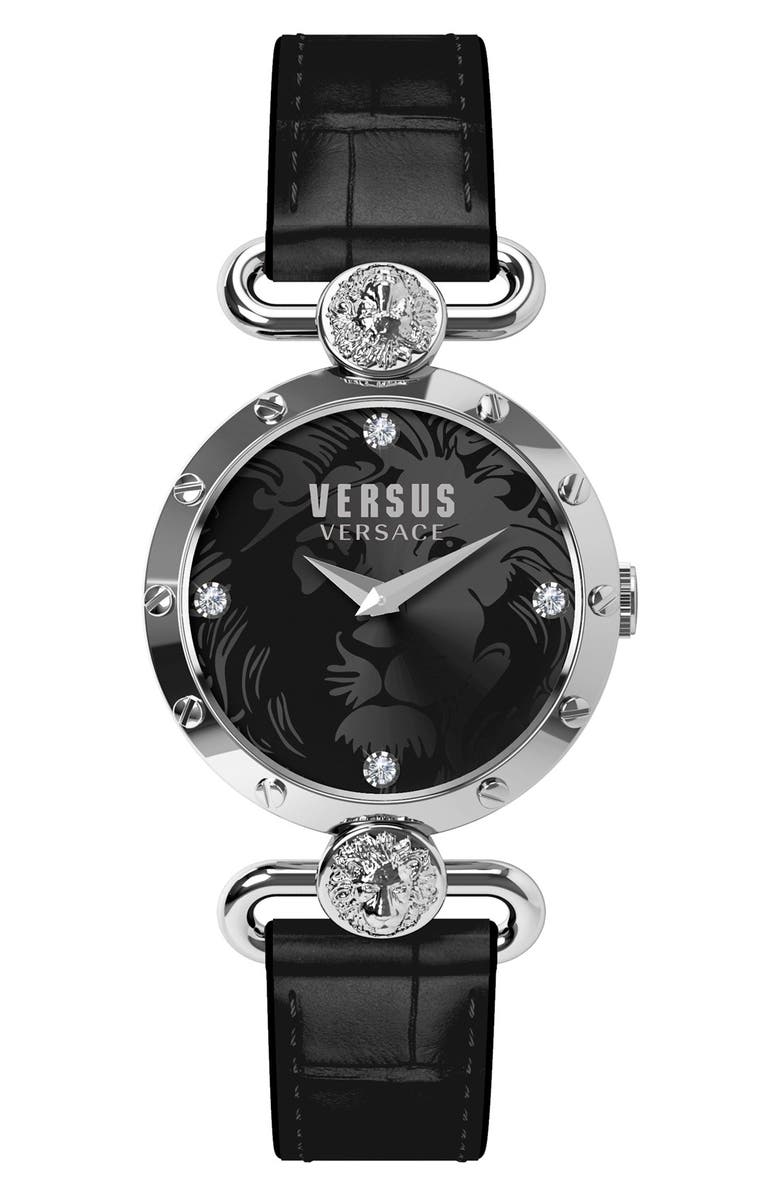 VERSUS Versace VERSUS by Versace 'Sunnyridge' Leather Strap Watch, 34mm, Main, color,