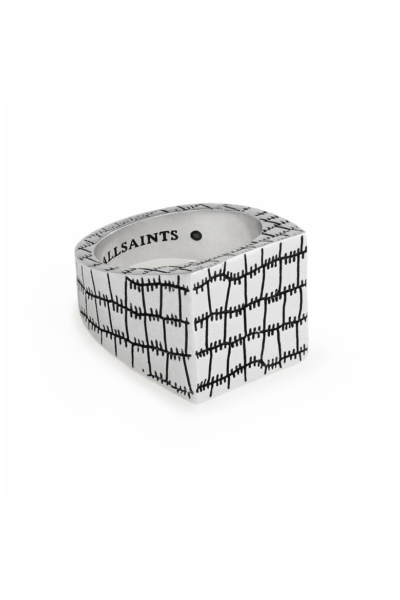 Croc Texture Signet Ring, Alternate, color, WARM SILVER