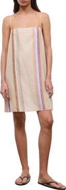 STAUD Laura Stripe Linen Minidress