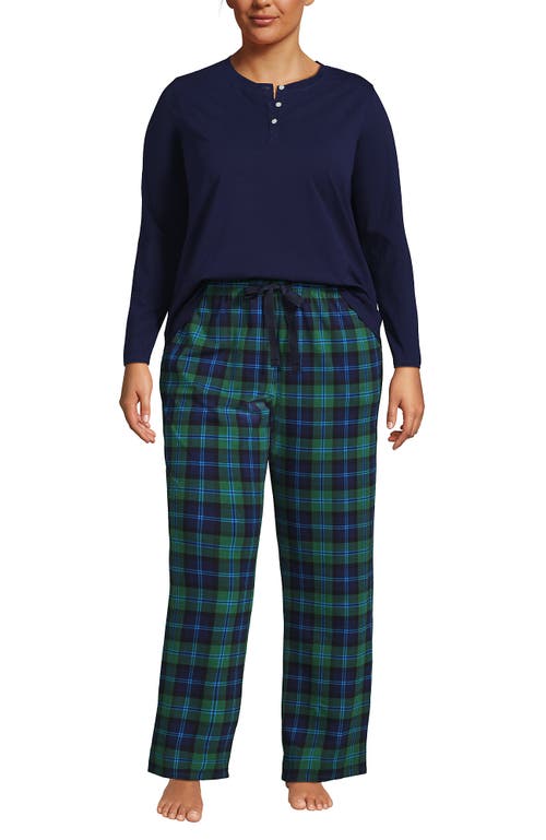 Lands' End Petite Knit 2 Piece Pajama Set In Blue