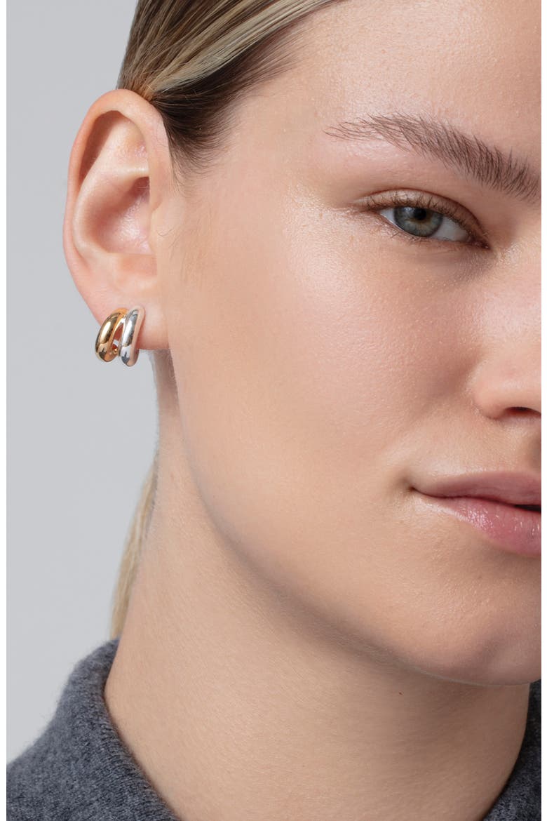 Mini Florence Double Hoop Earrings, Alternate, color, TWO-TONE