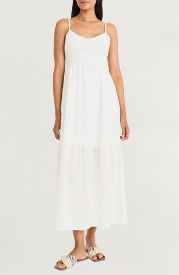 The Good Journey Smocked Waist V-Neck Dress in Ivory at Nordstrom Rack, Size Medium